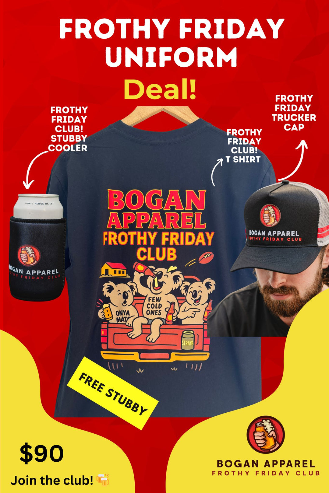 Frothy Friday Bundle – Tee + Cap, Free Cooler