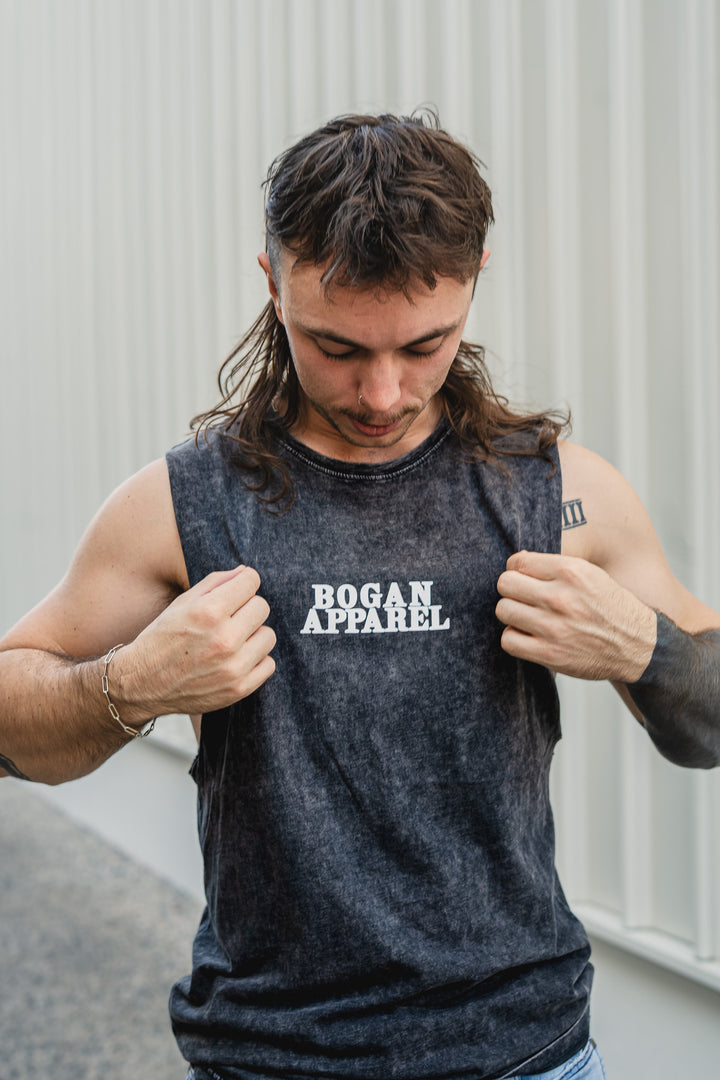 Black Stone Wash Singlet