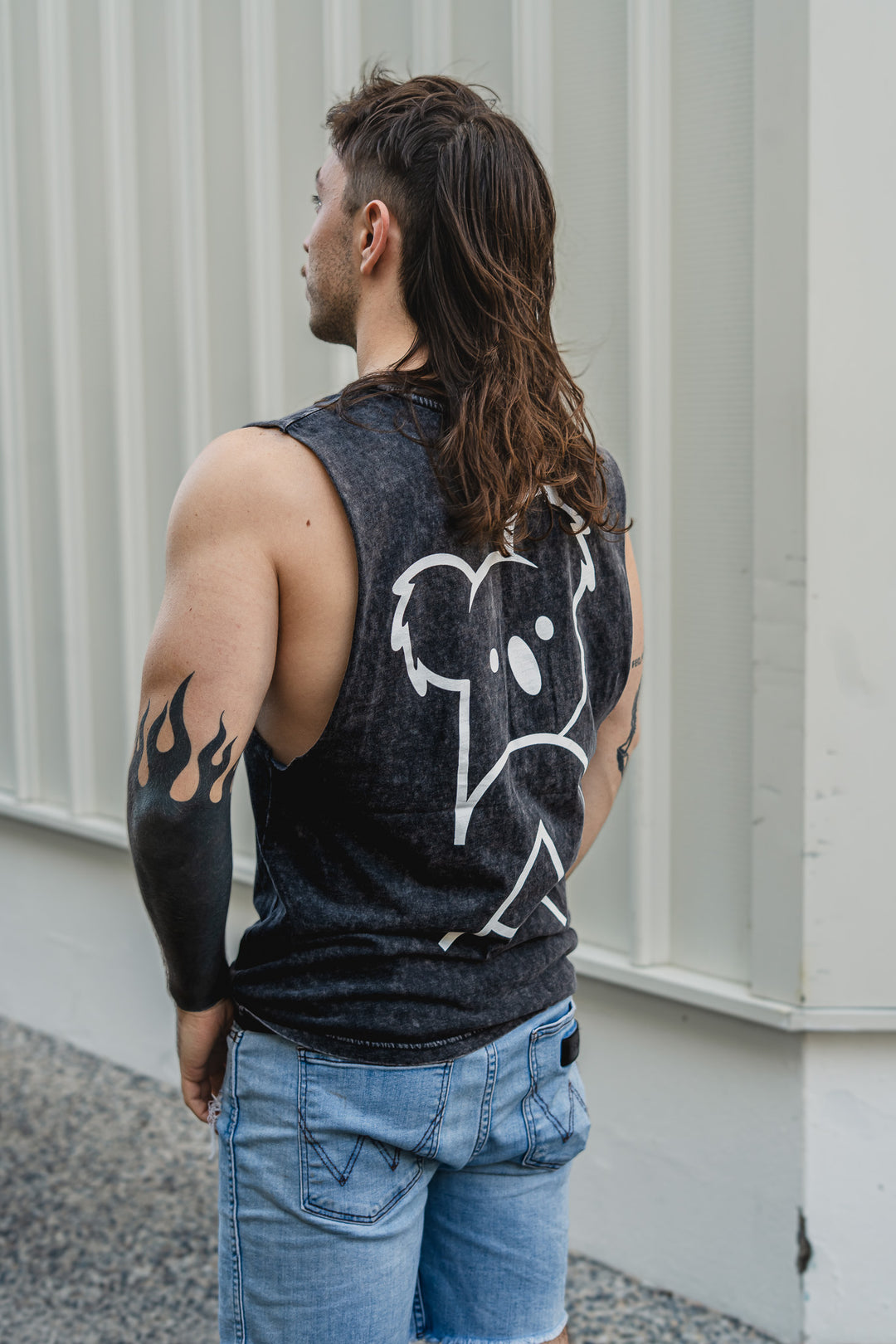 Black Stone Wash Singlet