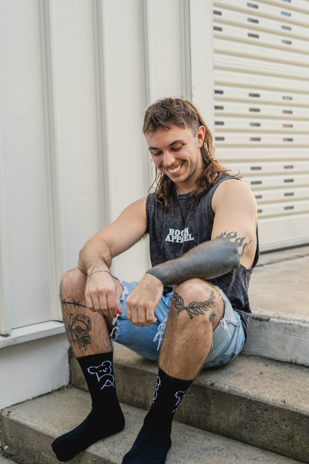Black Stone Wash Singlet