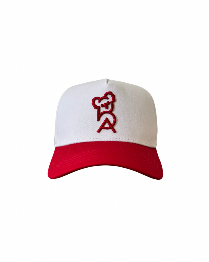 3D Embroided White & Red Cap