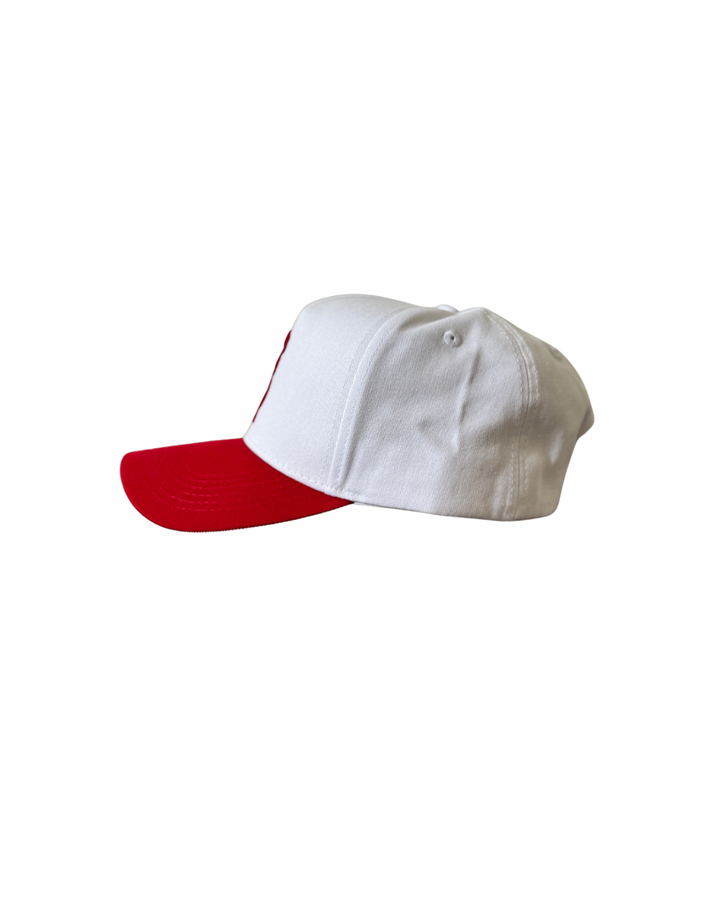 3D Embroided White & Red Cap