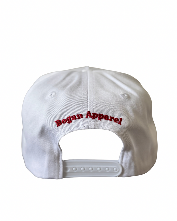 3D Embroided White & Red Cap